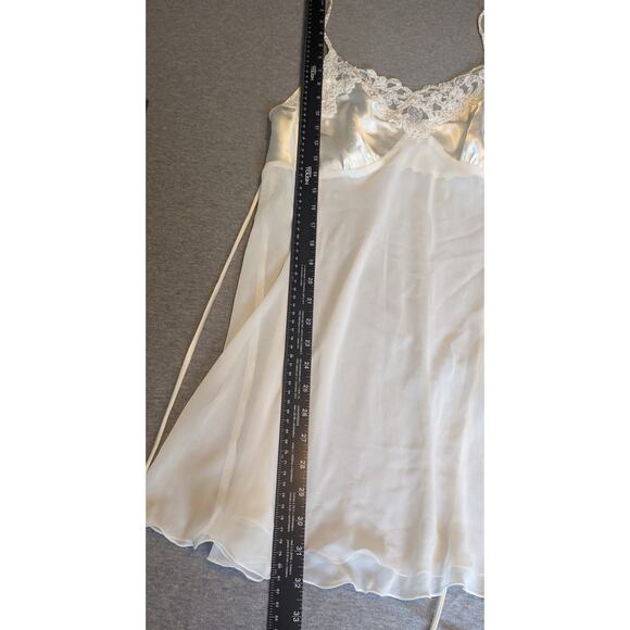 Linea Donatella Sheer White Chemise Nightgown Sz Medium Women's Tie Back Slip - Picture 10 of 10